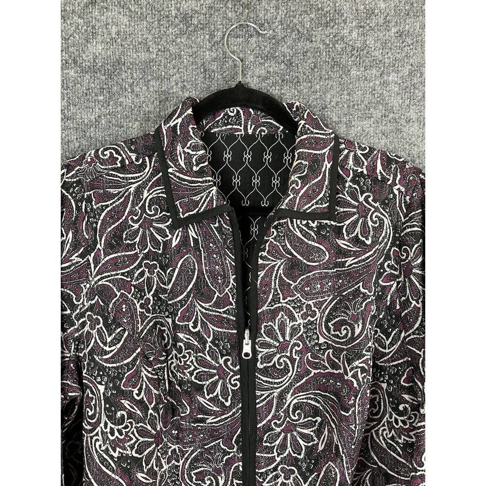 Women's Lightweight Quilted Jacket Size L Black and White reversable Maroon - Picture 2 of 10